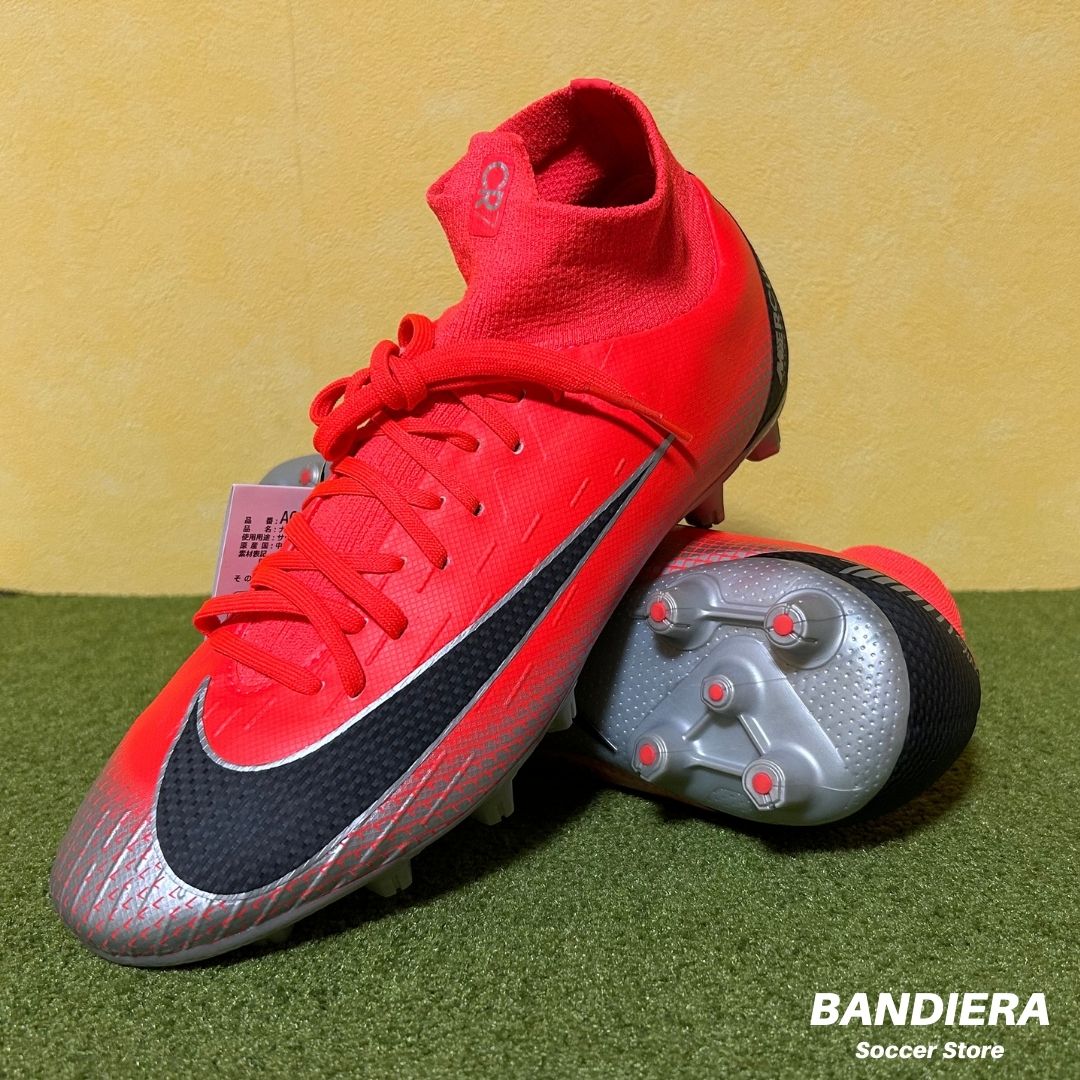 【ナイキ】サッカースパイク マーキュリアル スーパーフライ 6 PRO CR7 HG（レッド×シルバー）
