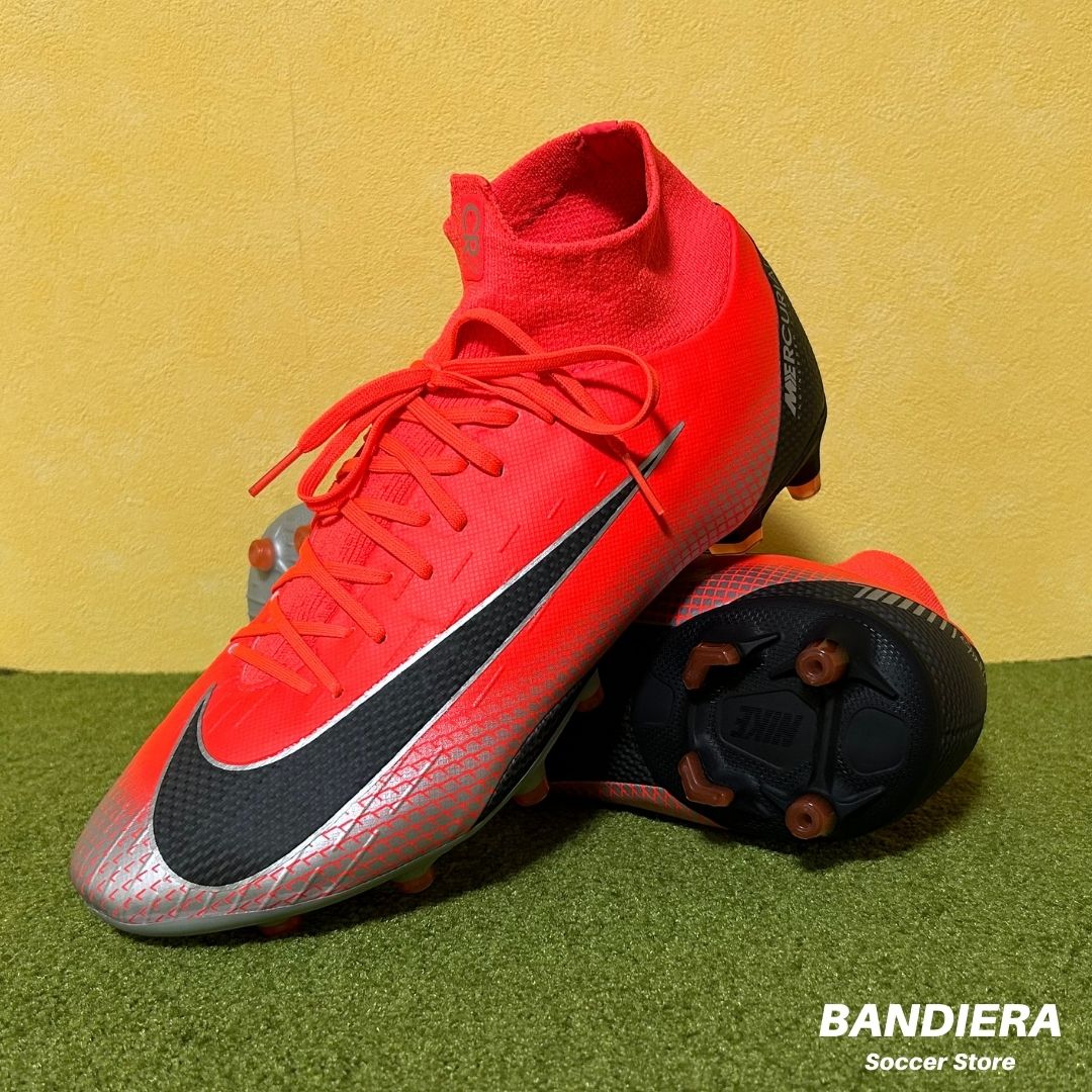 【ナイキ】サッカースパイク マーキュリアル スーパーフライ 6 PRO CR7 AG（レッド×シルバー）