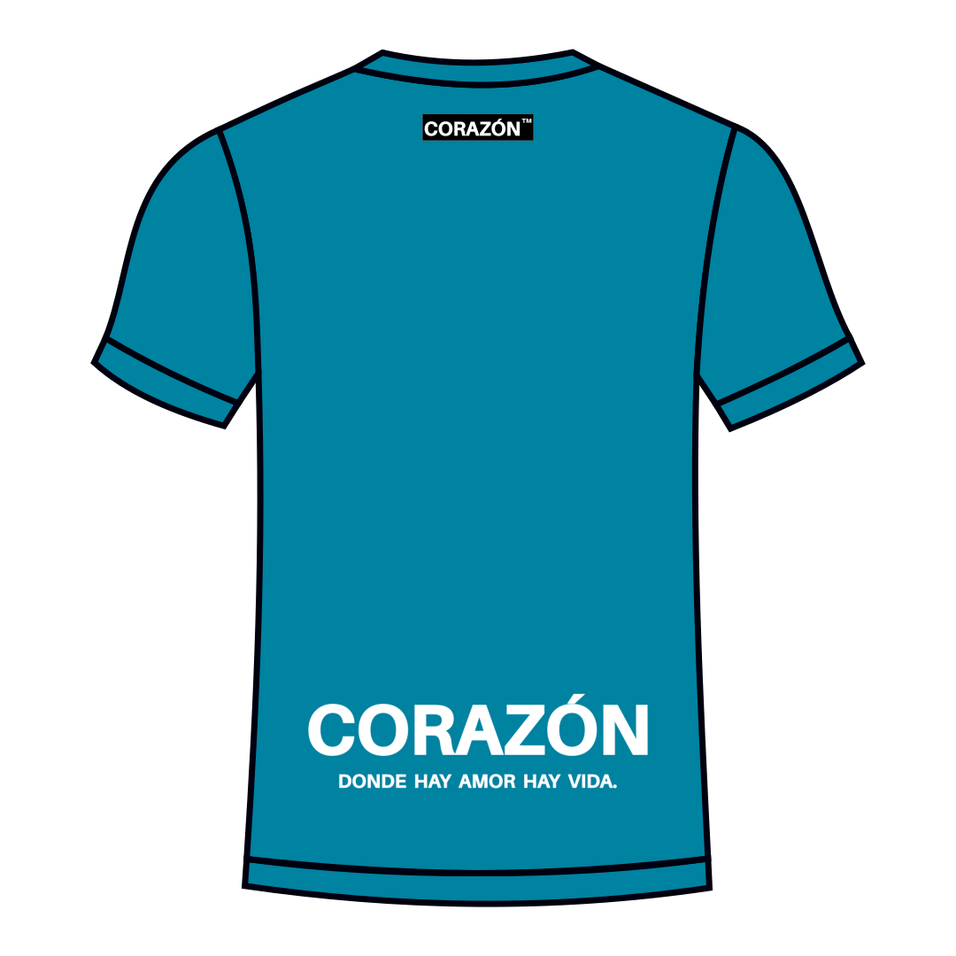 【CORAZÓN】プラクティスシャツ 半袖 INTENTO（ティールブルー×ホワイト）