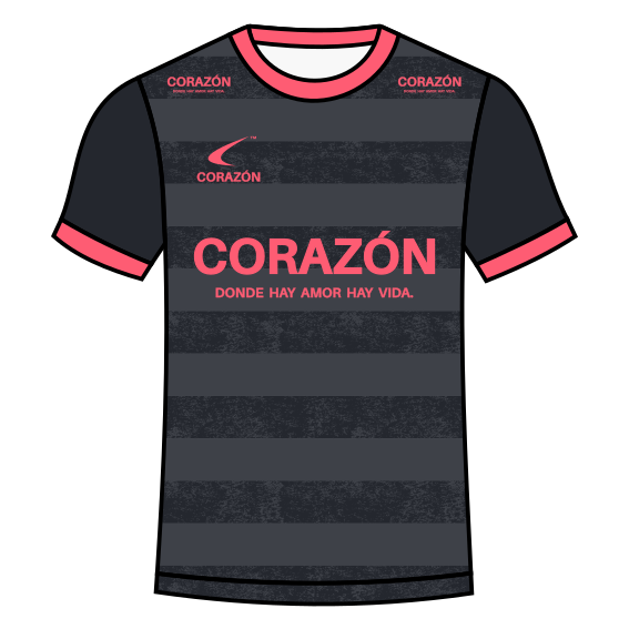 【CORAZÓN】プラクティスシャツ 半袖 SUPERAR（グレー×マゼンタ）