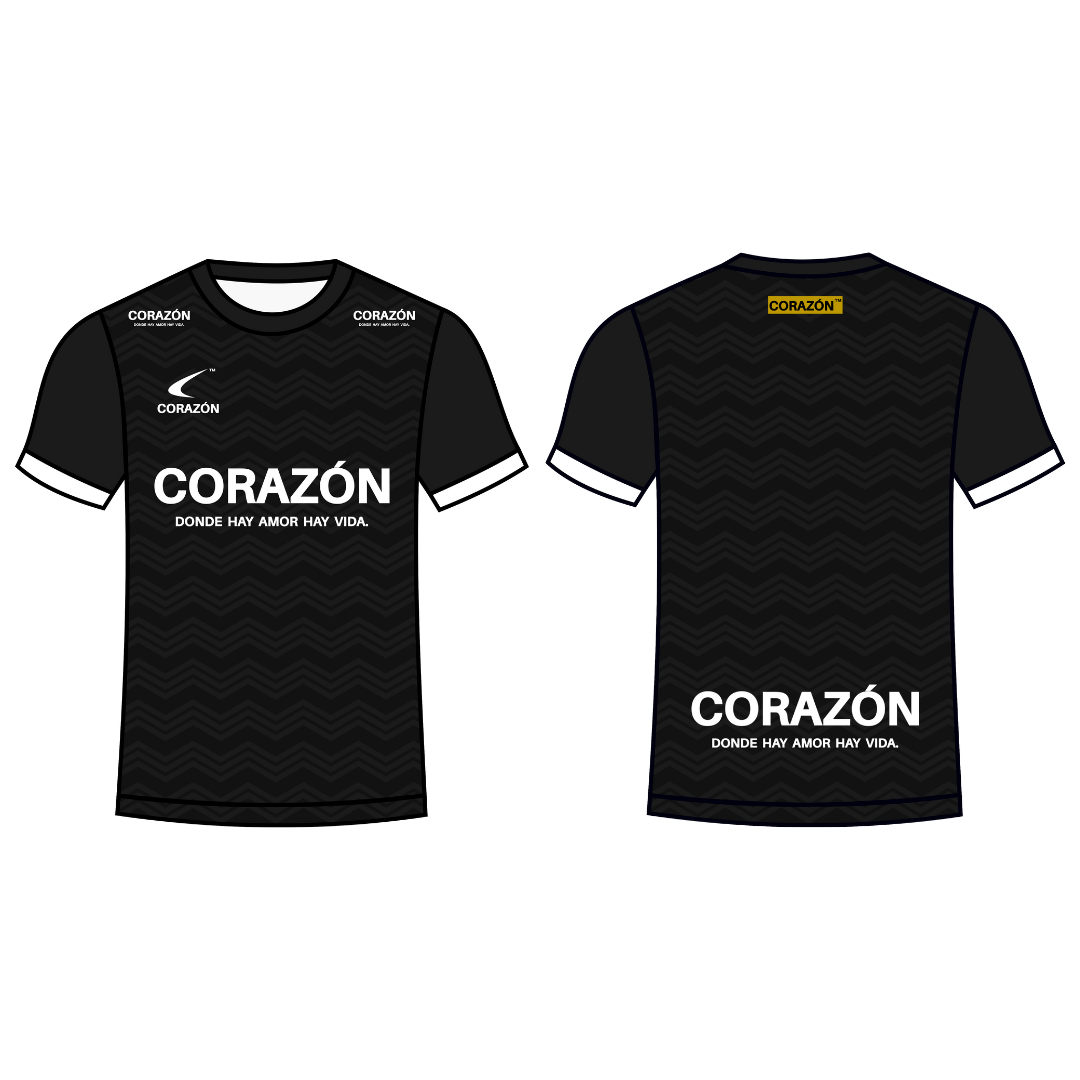 【CORAZÓN】プラクティスシャツ 半袖 SALIDA DE BALÓN（ジェットブラック×ホワイト）