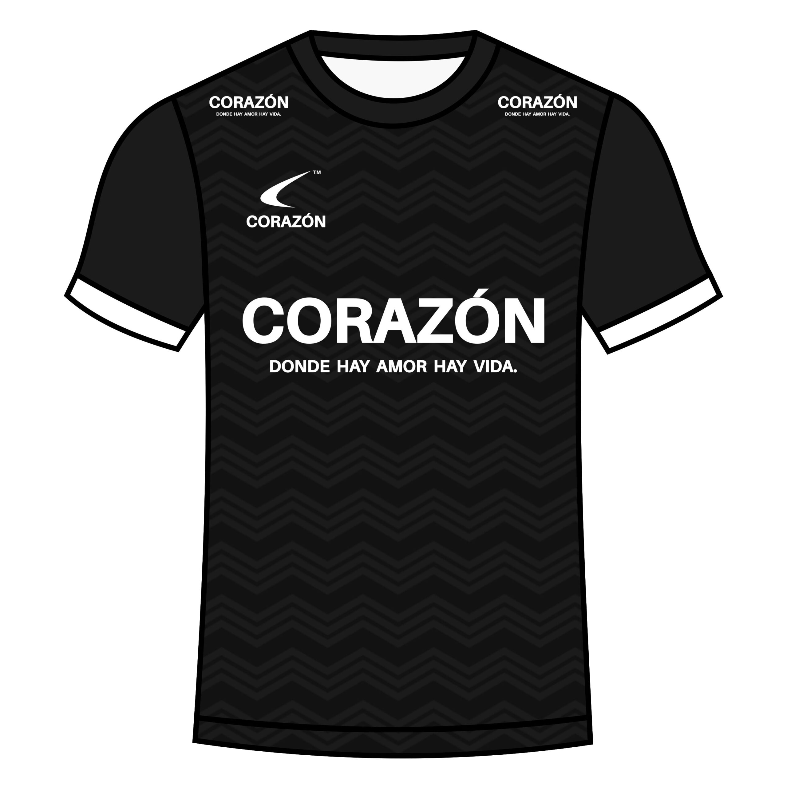 【CORAZÓN】プラクティスシャツ 半袖 SALIDA DE BALÓN（ジェットブラック×ホワイト）