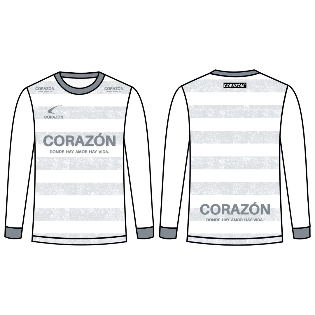 【CORAZÓN】プラクティスシャツ 長袖 SUPERAR（ホワイト×グレー）