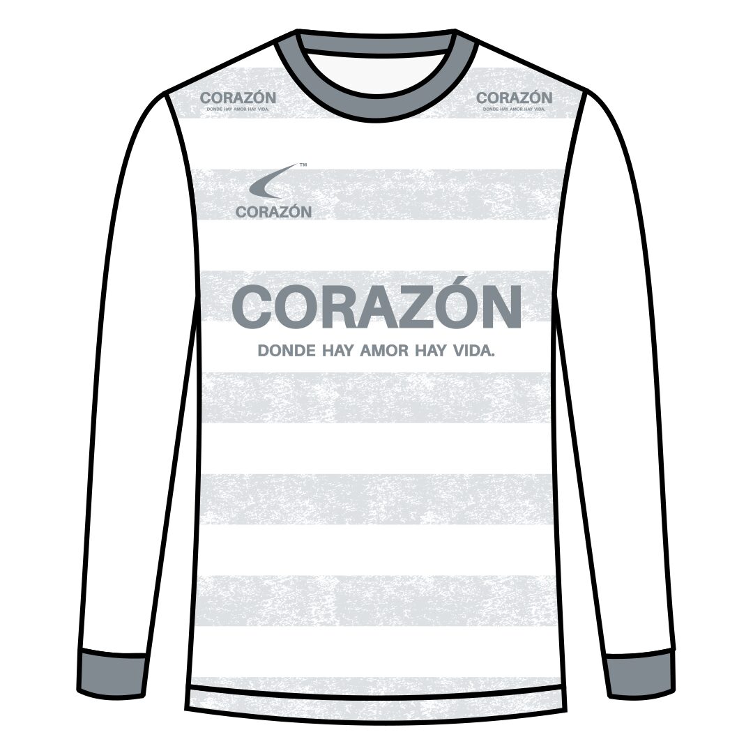 【CORAZÓN】プラクティスシャツ 長袖 SUPERAR（ホワイト×グレー）