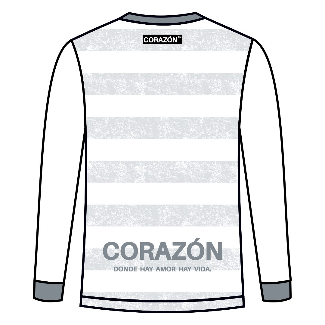 【CORAZÓN】プラクティスシャツ 長袖 SUPERAR（ホワイト×グレー）