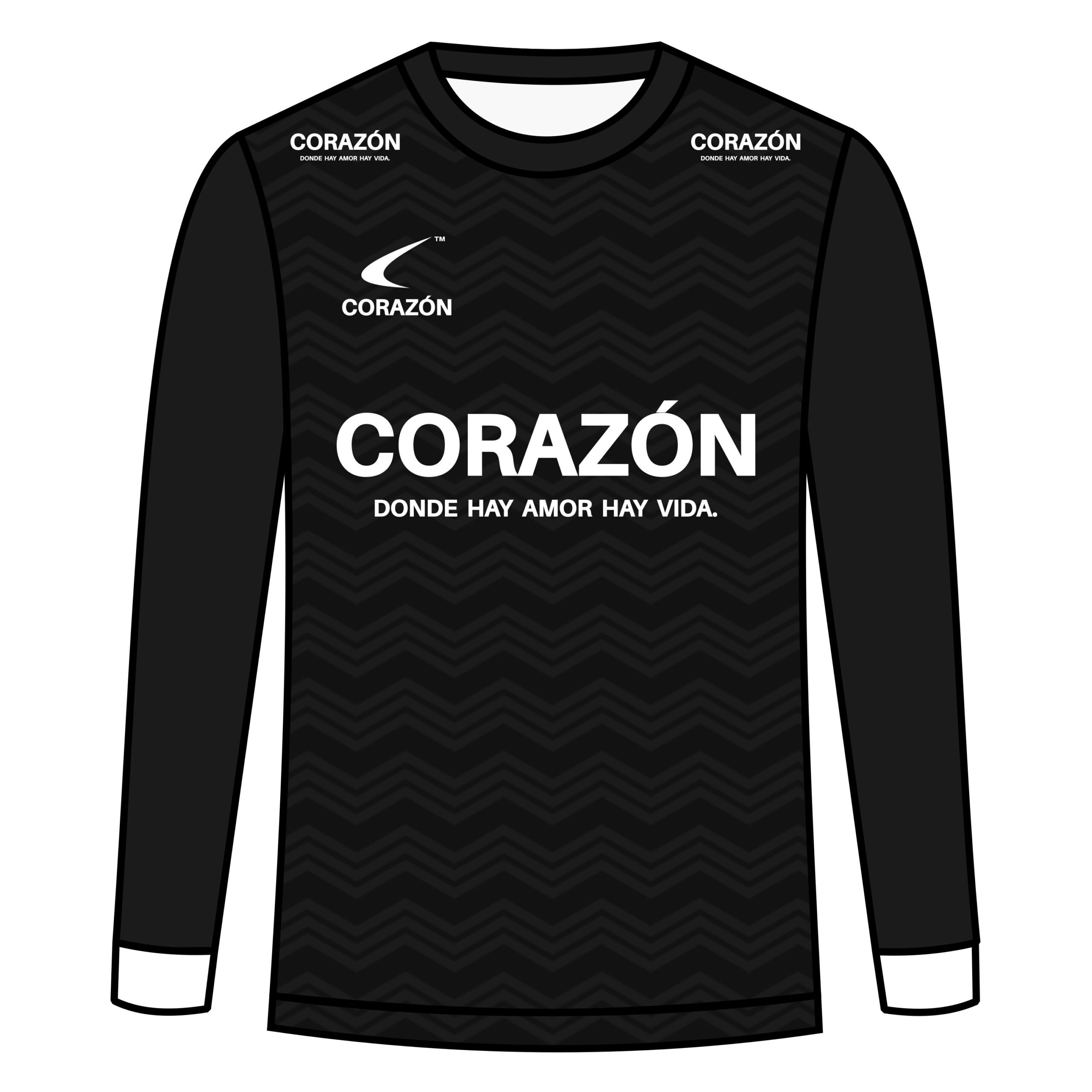 【CORAZÓN】プラクティスシャツ 長袖 SALIDA DE BALÓN（ジェットブラック×ホワイト）